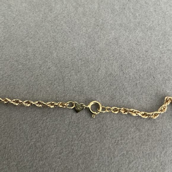 Beautiful Solid 14k Gold Diamond Cut Rope Chain 18in & 10k Clover DOUBLE SIDED - Picture 9 of 16